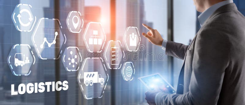 Logistic network distribution concept 2021. Smart technology. royalty free stock photo