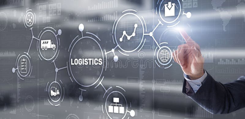 Logistic network distribution and transport concept. Goods delivery stock photography