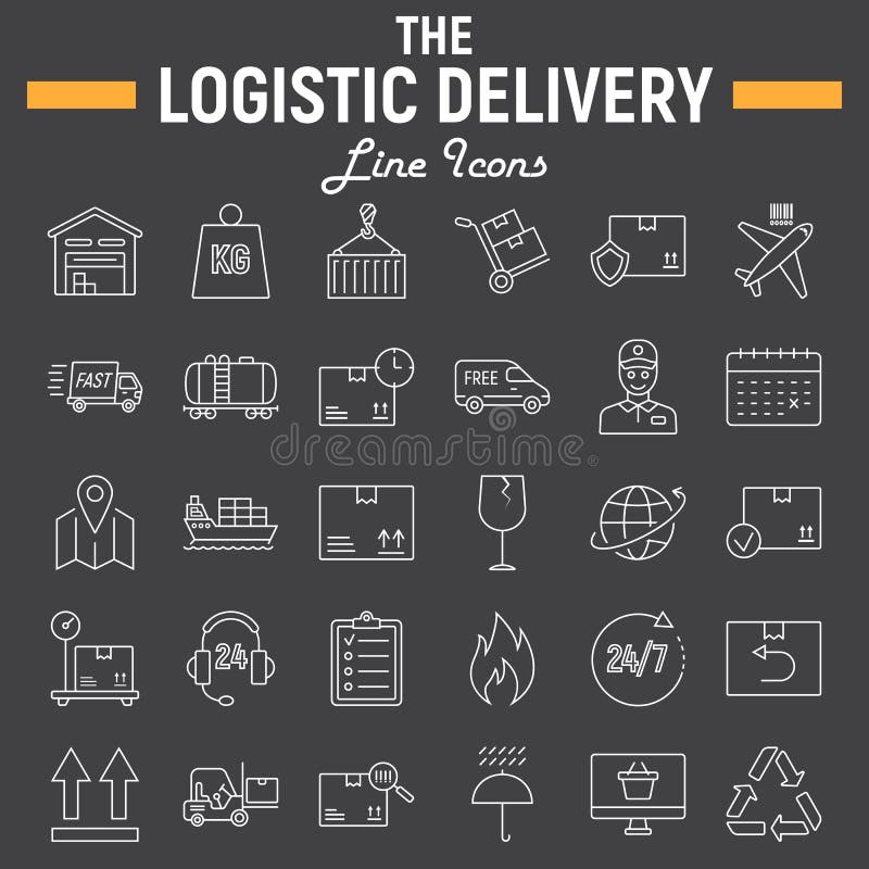 Logistic thin line icon set, Delivery symbols vector illustration Logistic thin line icon set, Delivery symbols vector illustration