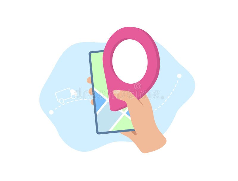Logistics Delivery Service concept. Local courier or global delivery mobile service app with map and red pin icon. E vector illustration
