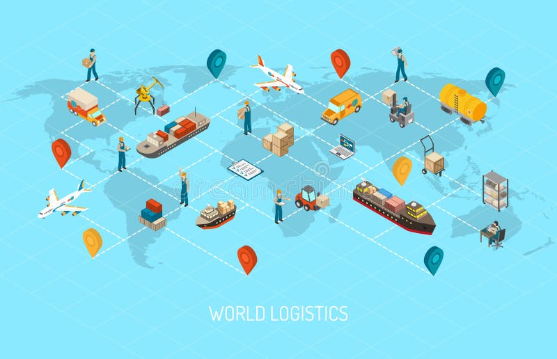 Logistics Operations Worldwide Isometric Poster