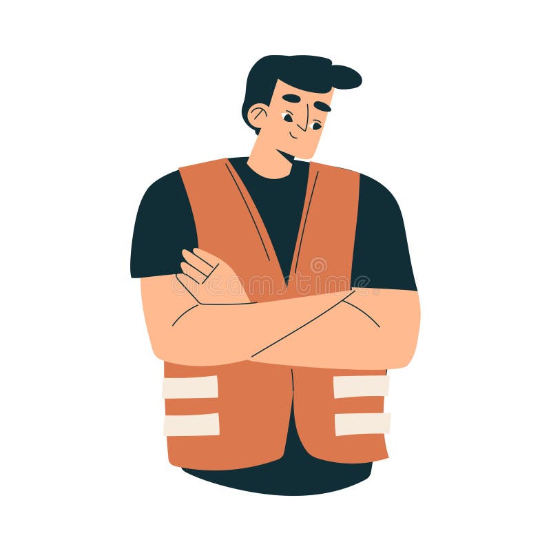 Logistics Service Man Worker Character in Orange Uniform Vector