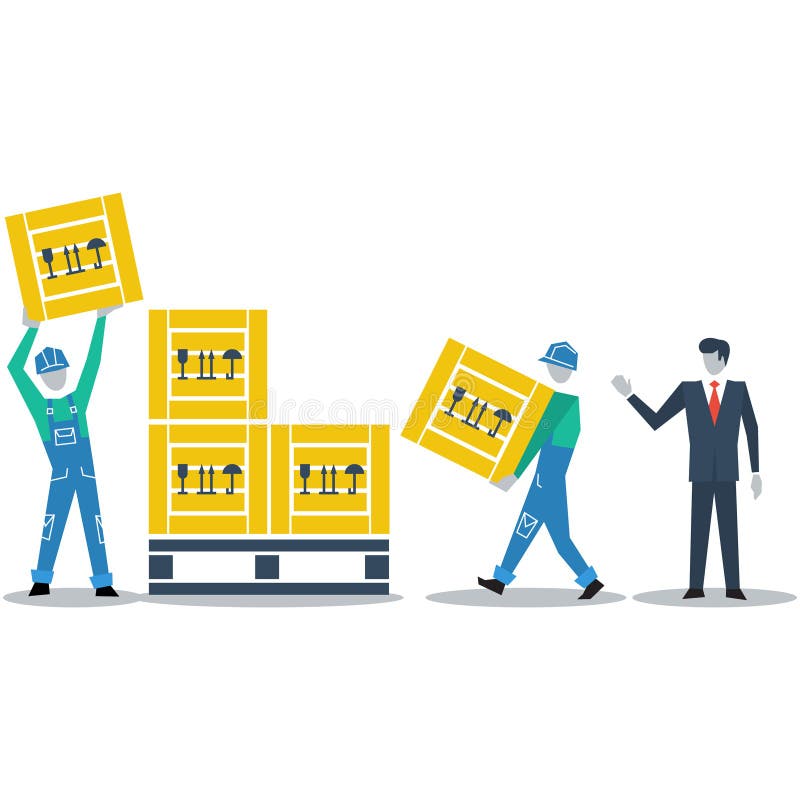 Warehouse workers set stock vector. Illustration of autoloader 143683059