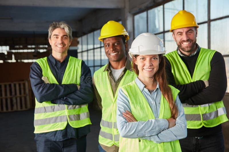 Logistics team with crossed arms stock photography
