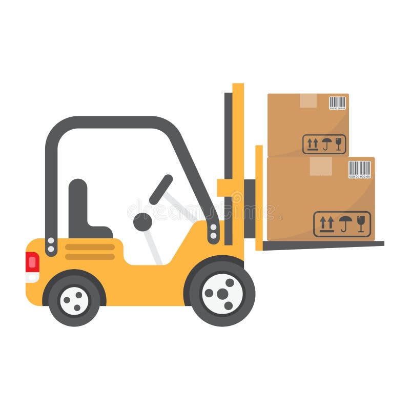 Logistisch de vrachtwagen vlak pictogram van de vorkheftrucklevering, vector illustratie Logistisch de vrachtwagen vlak pictogram van de vorkheftrucklevering, vector illustratie