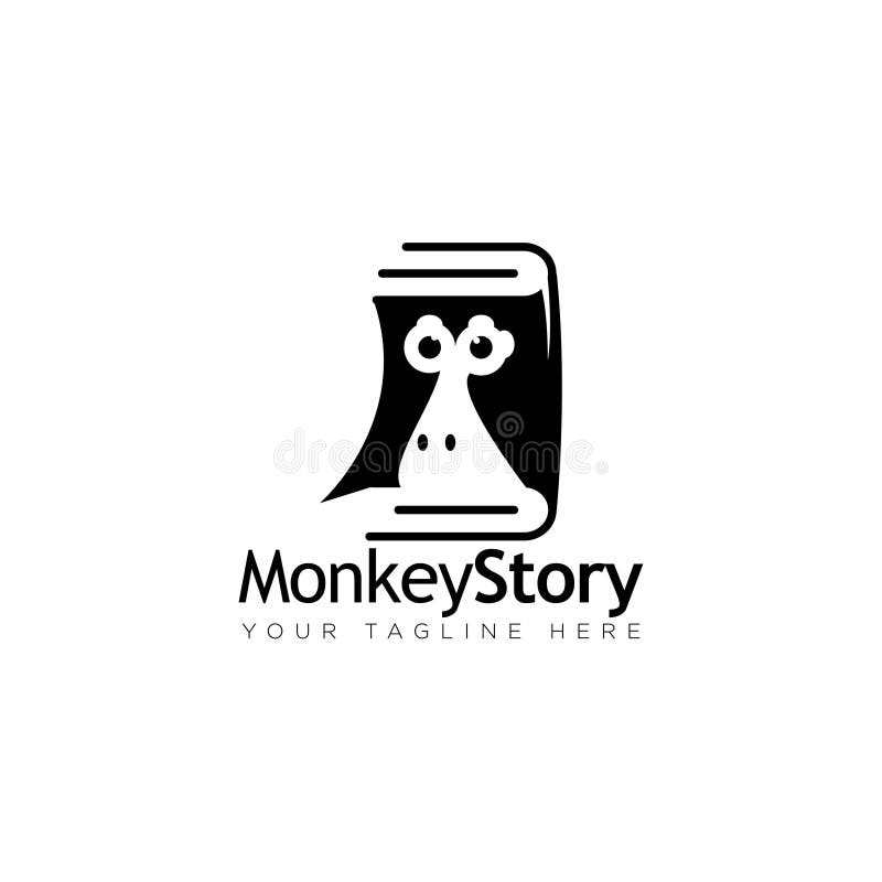 a unique logo for a book publisher with a monkey head and mulu as a segment of the book. a unique logo for a book publisher with a monkey head and mulu as a segment of the book