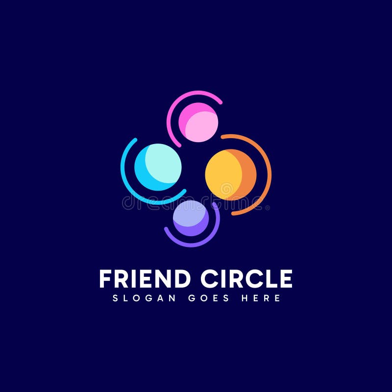 Circular colorful people as connection logo design. Abstract minimalist vector logo illustration royalty free illustration