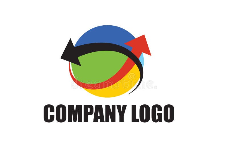 Colorful sphere and arrow logo vector illustration