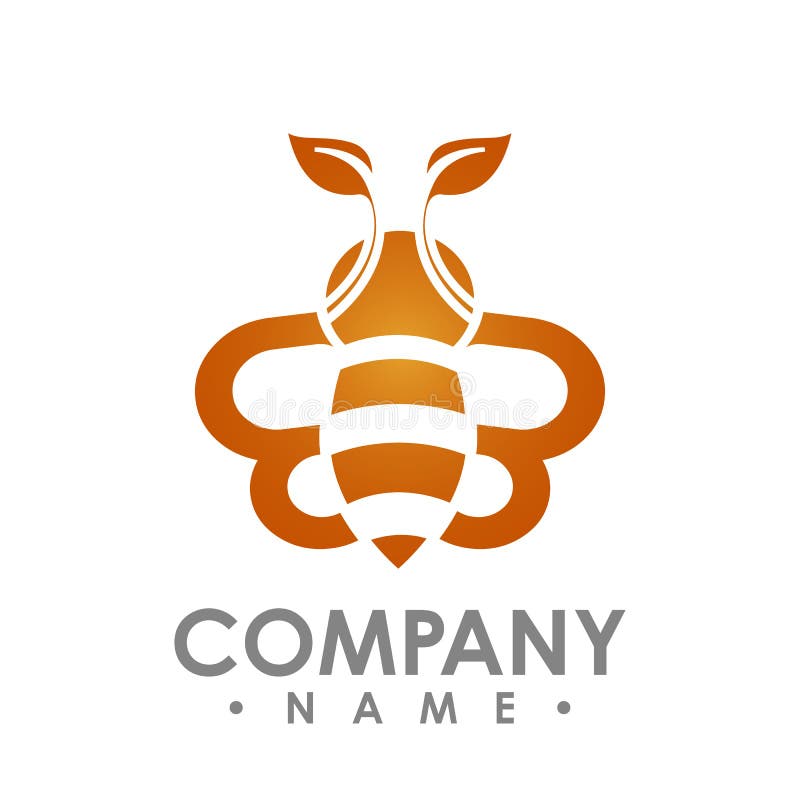 Logo Abstract Bee Flying with Green Leaf Wing Vector Logo Illustrations