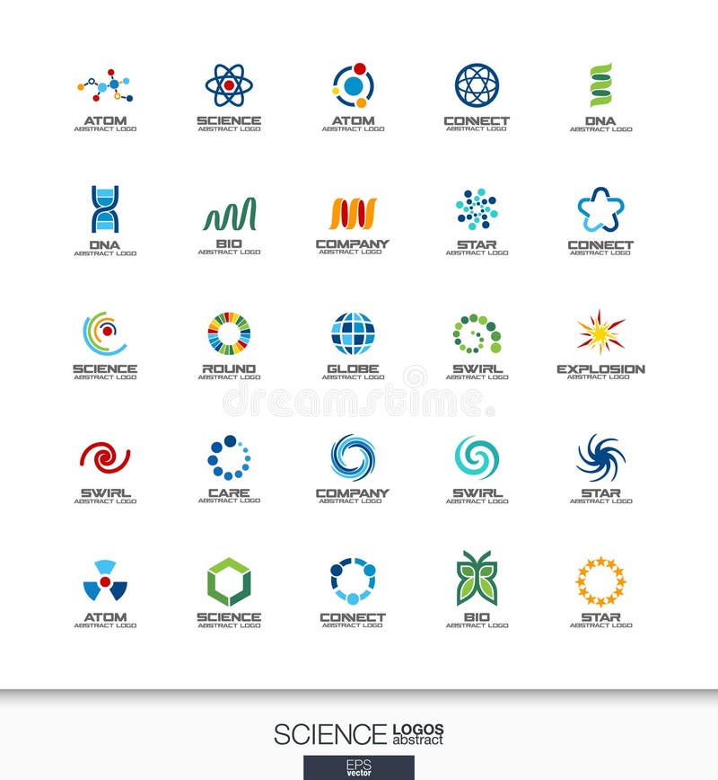 Logo abstrait réglé pour la société commerciale Concepts de la Science, d'éducation, de physique et de produit chimique ADN, atom illustration stock Logo abstrait réglé pour la société commerciale Concepts de la Science, d'éducation, de physique et de produit chimique ADN, atom illustration stock