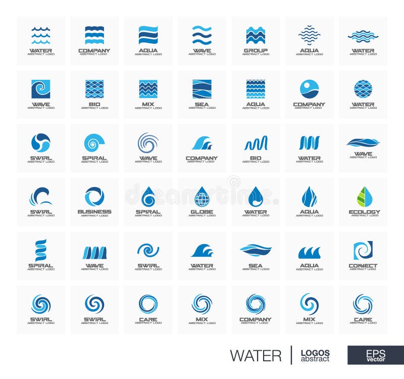 Logo abstrait réglé pour la société commerciale Tenez le premier rôle, vague d'eau, baisses relient le concept Cercle, place, spi