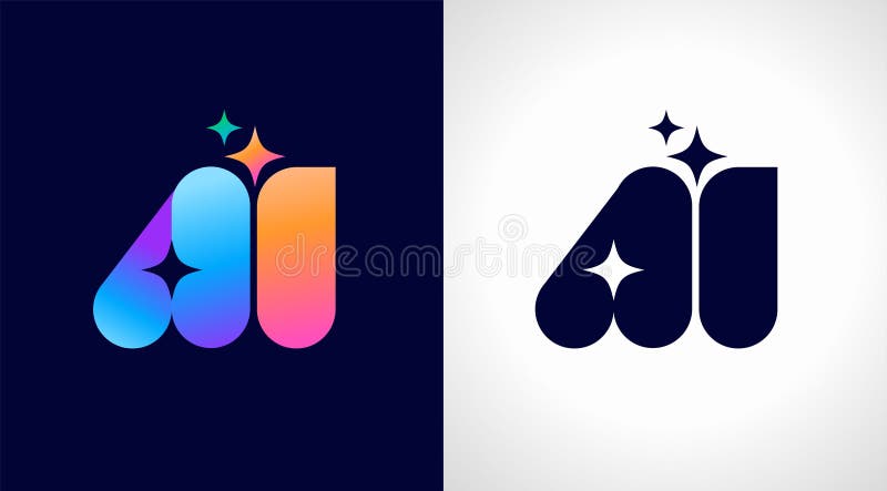 Logo AI Inteligență artificială pictogramă modernă gradient. . stock illustration