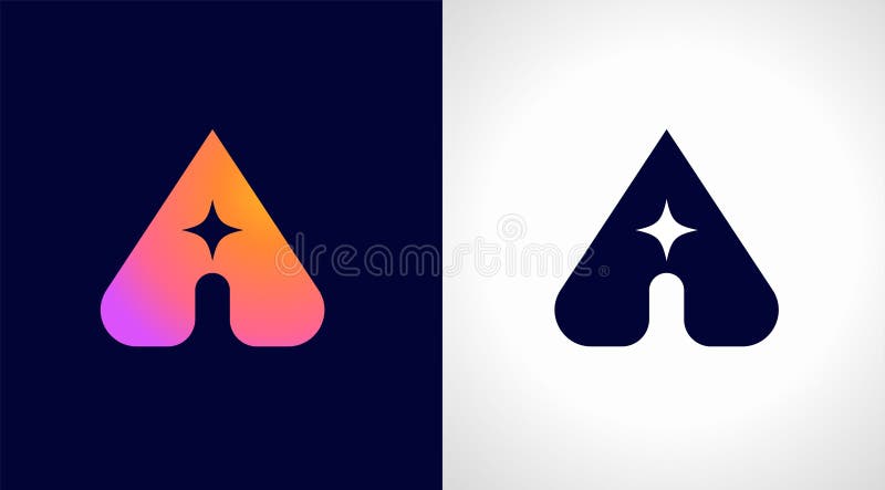 Logo AI Inteligență artificială pictogramă modernă gradient. Stea minimalistă colorată și pictograma A și i. Proiectare vectorială stock illustration