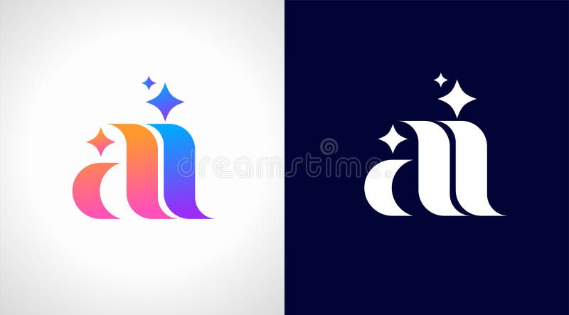 Logo AI Inteligență artificială pictogramă modernă gradient. Stea minimalistă colorată și pictograma A și i. Proiectare vectorială vector illustration