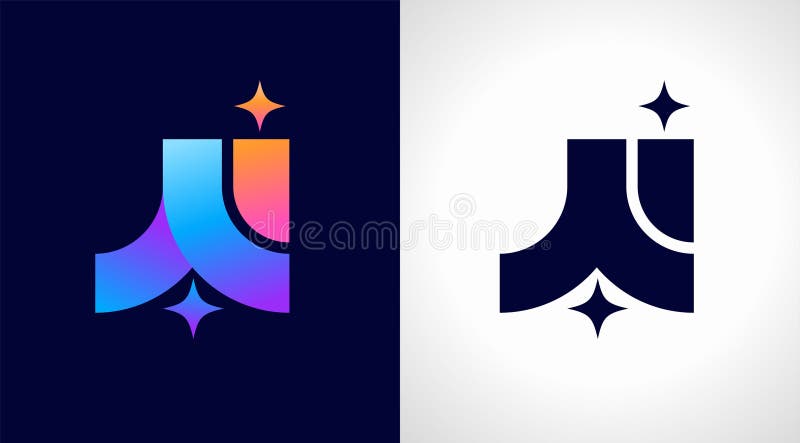 Logo AI Inteligență artificială pictogramă modernă gradient. Stea minimalistă colorată și pictograma A și i. Proiectare vectorială royalty free illustration