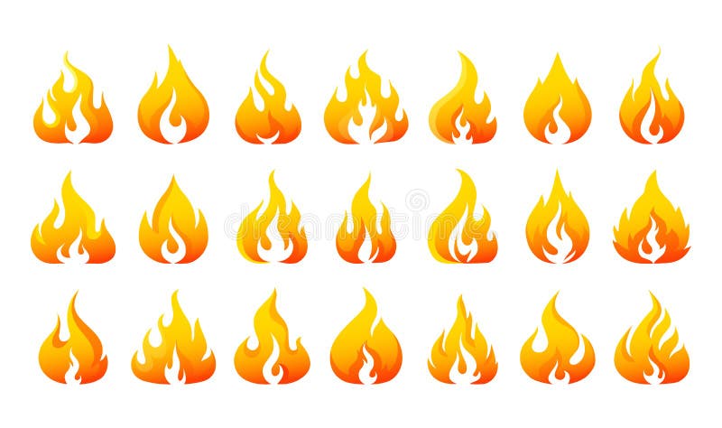 Logo antincendio. fiamma di bruciore di colore rosso e arancione. temperatura calda e allarme infiammabile. elementi in fiamme. ac illustrazione di stock