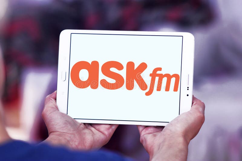 Logo of ASKfm on samsung tablet. Ask. fm ASKfm is a global social networking site where users create profiles and can send each other questions. Networking profiles stock images, royalty-free photos and pictures