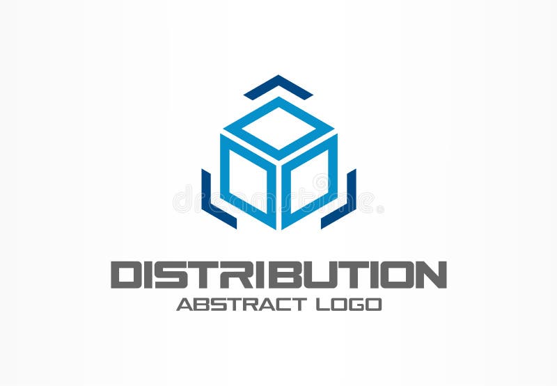 Logo astratto per la società di affari Elemento di progettazione di identità corporativa Contenitore e frecce di carico intorno, royalty illustrazione gratis Logo astratto per la società di affari Elemento di progettazione di identità corporativa Contenitore e frecce di carico intorno, royalty illustrazione gratis