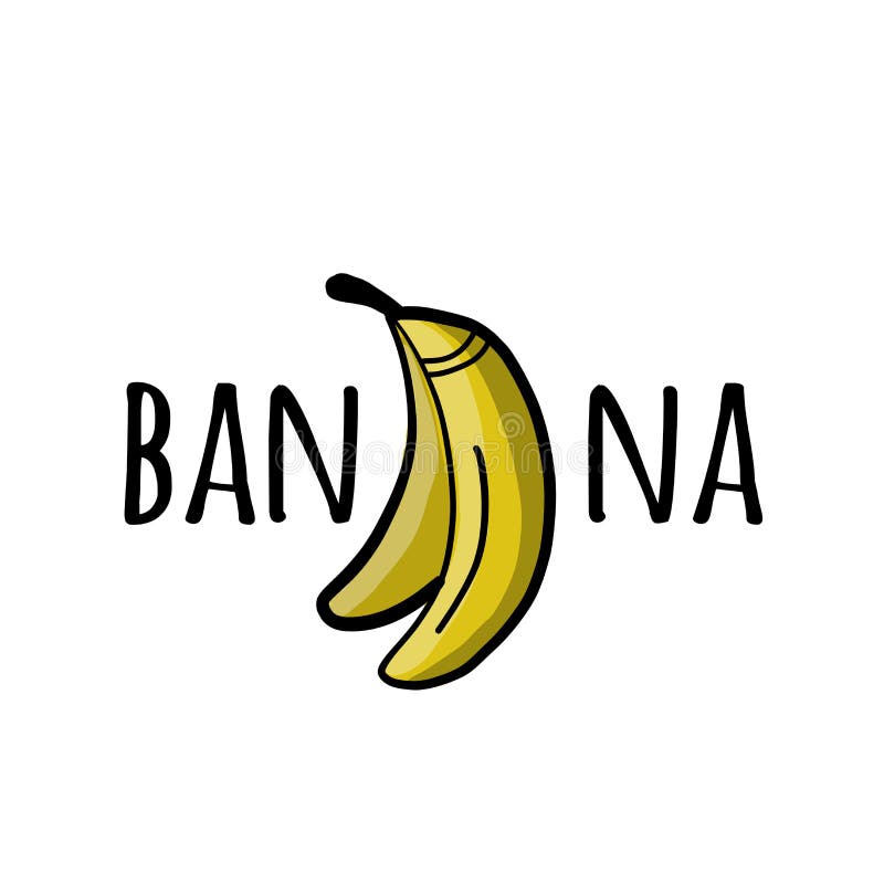 Logo banana semplice sketch isolato su bianco per il design royalty illustrazione gratis