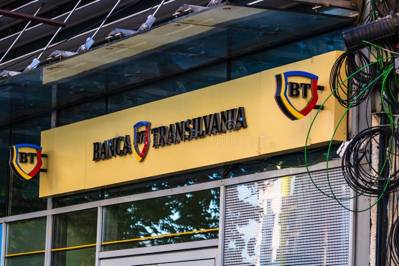 Logo of Banca Transilvania BT branch. The bank is among the best banks in Romania. Bucharest, Romania, 2019