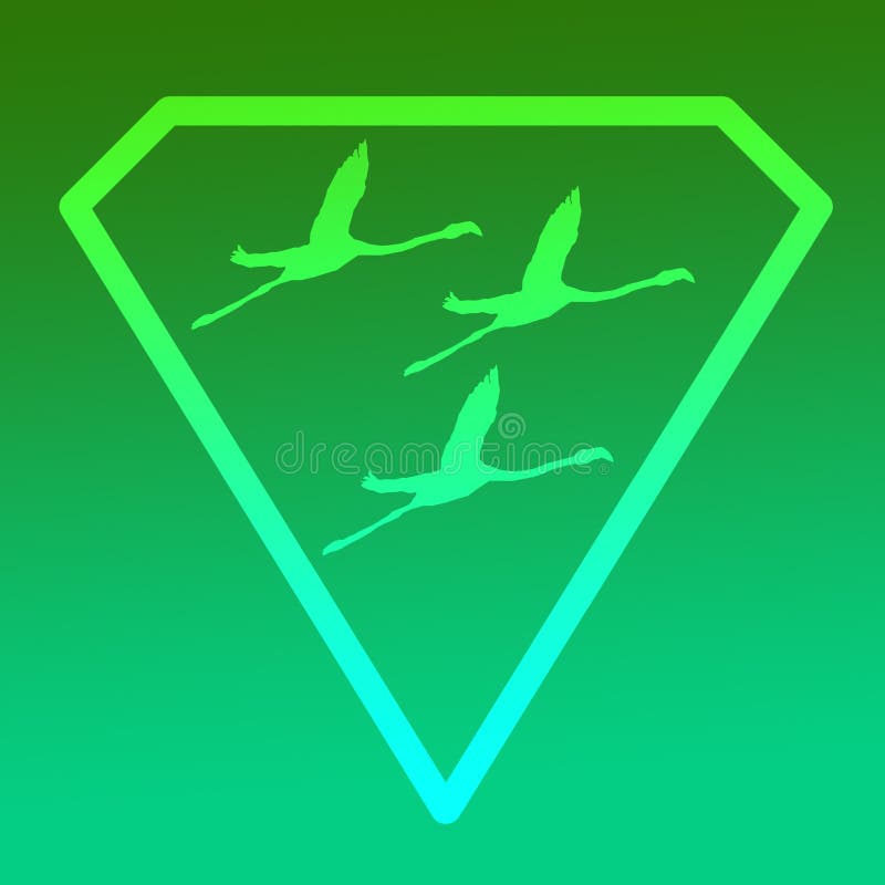 Logo Banner Image Flying Bird Flamingo in Diamond Shape on Green Background stock illustration Logo Banner Image Flying Bird Flamingo in Diamond Shape on Green Background stock illustration