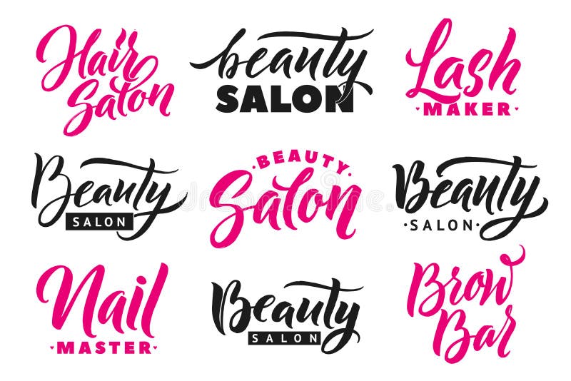 Logo Beauty Salon Lettering Set. Custom handmade calligraphy, vector. Logo Beauty Salon Lettering Set. Custom handmade calligraphy, vector.