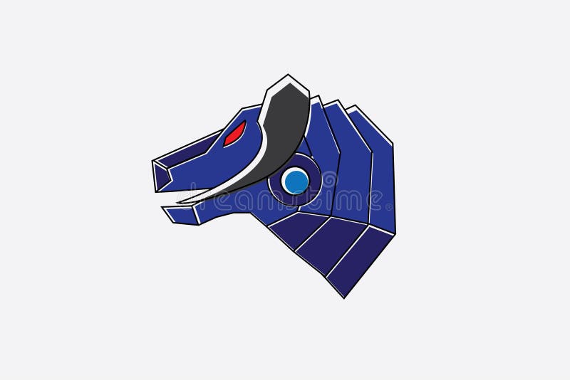 Logo bleu cyborg de taureaux de robot