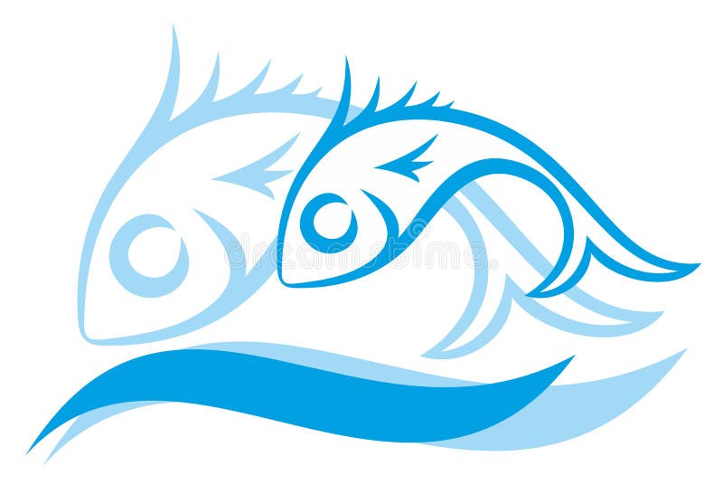 Logo of blue small fishes. royalty free illustration