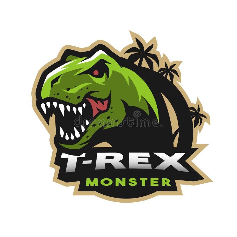 Logo capo del dinosauro, emblema Mostro di T-rex illustrazione vettoriale Logo capo del dinosauro, emblema Mostro di T-rex illustrazione vettoriale