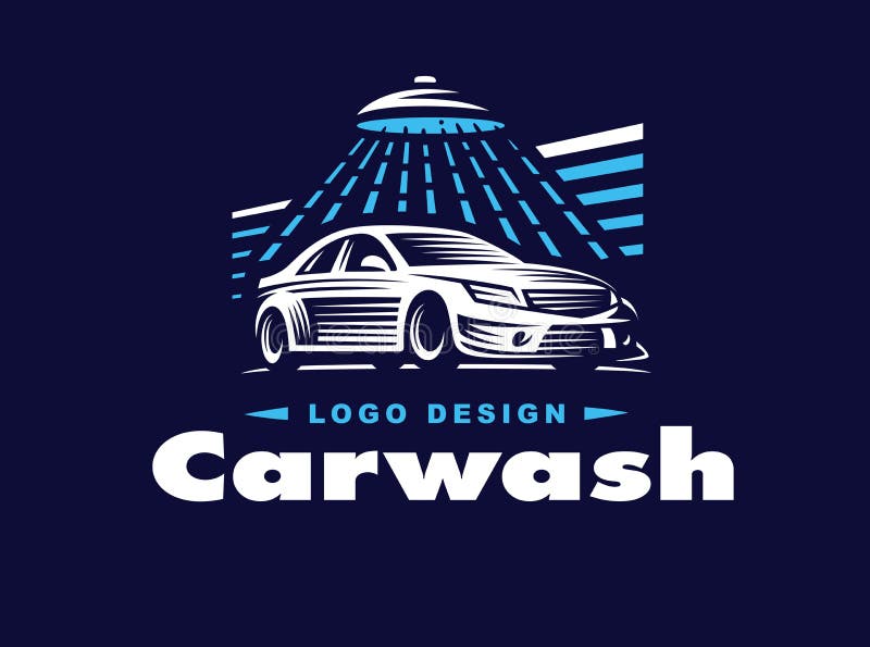 Logo Car Wash on Dark Background. Stock Vector Illustration of