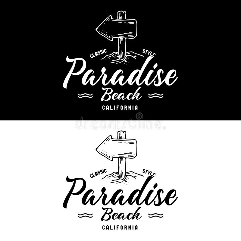 Typography Logo Paradise Beach Stock Illustration Illustration of