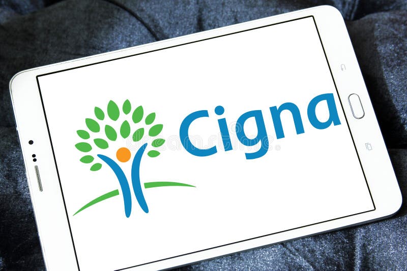 Logo of Cigna health organization on samsung tablet . Cigna is an American worldwide health services organization. Logo of Cigna health organization on samsung tablet . Cigna is an American worldwide health services organization