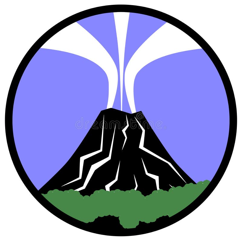 Logo Circolare Stilizzato Con Il Vulcano Isolato Illustrazione di Stock