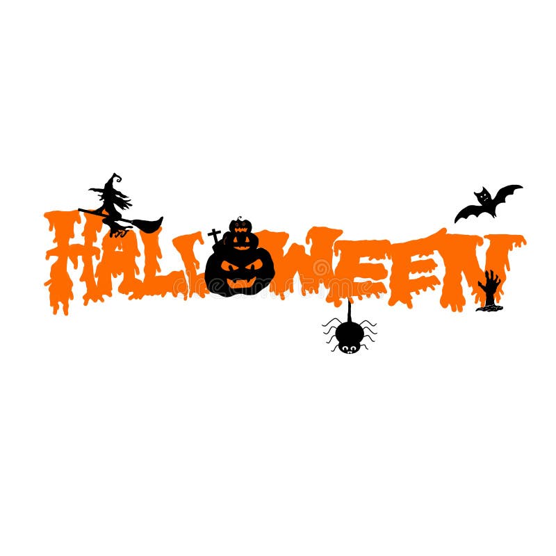 Logo of Creative Calligraphy for Halloween with Hand Drawn of Text ...