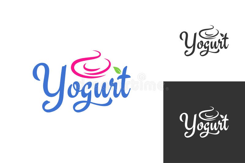 Logo crema del yogurt Fondo congelato dell'insieme di etichetta del yogurt