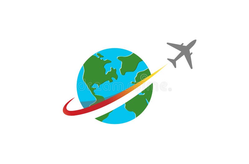 Logo créatif d'avion de planète de la terre de cercle illustration de vecteur Logo créatif d'avion de planète de la terre de cercle illustration de vecteur