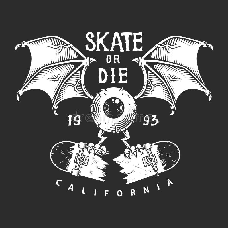 Logo d'annata di monocromio di skateboarding royalty illustrazione gratis