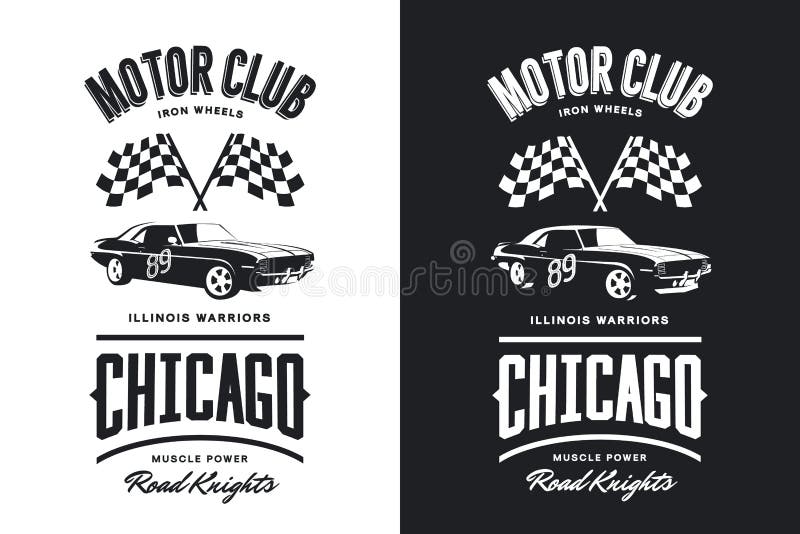 Logo d'isolement noir et blanc de vecteur de véhicule de muscle de vintage illustration de vecteur Logo d'isolement noir et blanc de vecteur de véhicule de muscle de vintage illustration de vecteur