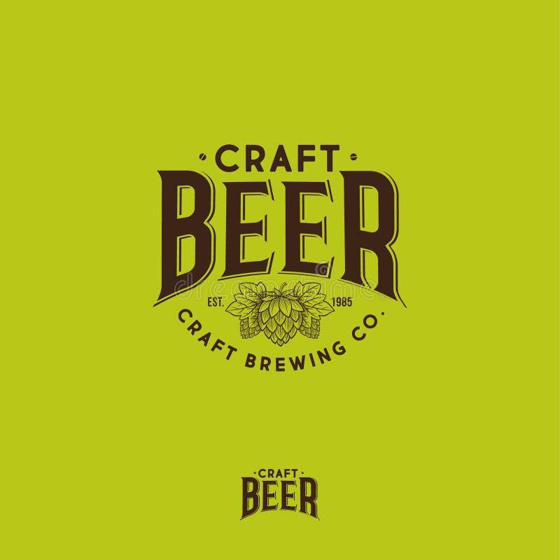 Logo de bi?re de m?tier Logo de compagnie de brassage Emblème ou enseigne de bar de bière Houblon en cônes et composition typogra illustration stock Logo de bi?re de m?tier Logo de compagnie de brassage Emblème ou enseigne de bar de bière Houblon en cônes et composition typogra illustration stock