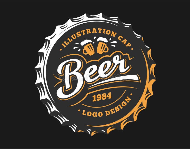 Logo de bière sur le chapeau - dirigez l'illustration, conception de brasserie d'emblème