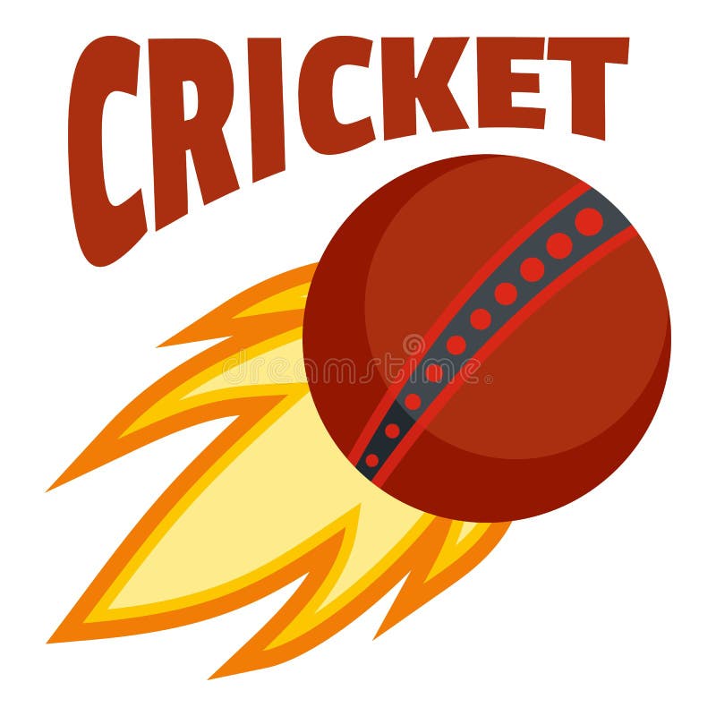 Logo de cricket de boule de feu rouge, style plat illustration stock Logo de cricket de boule de feu rouge, style plat illustration stock