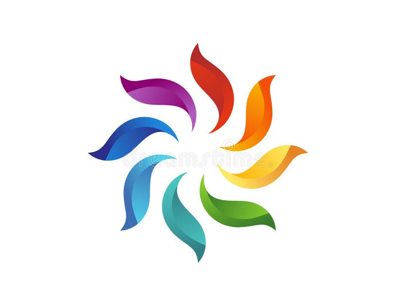 Logo de fleur de Sun, icône naturelle florale abstraite, symbole d'élément de cercle