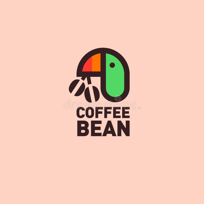 Logo de haricots de café Un perroquet tient les fèves de café dans le bec Icône plat de perroquet illustration de vecteur Logo de haricots de café Un perroquet tient les fèves de café dans le bec Icône plat de perroquet illustration de vecteur