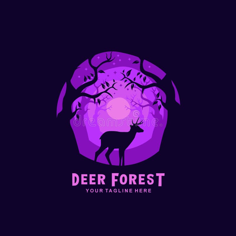 Logo de la forêt de cerf avec la conception plate illustration libre de droits