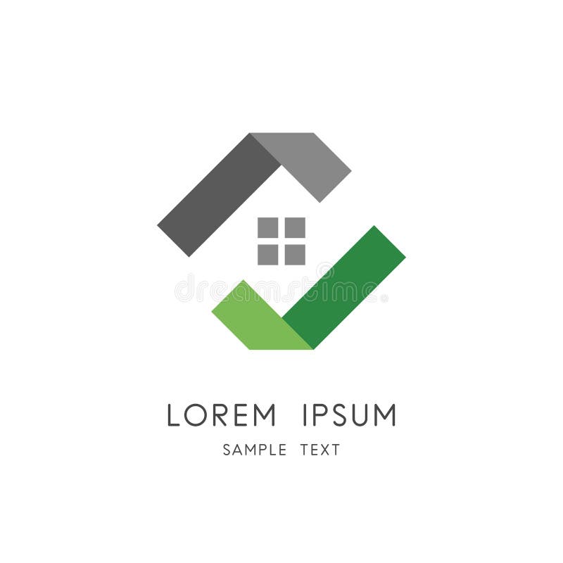 Logo del bene immobile - casa o casa con la finestra ed il segno convenzionale illustrazione di stock Logo del bene immobile - casa o casa con la finestra ed il segno convenzionale illustrazione di stock