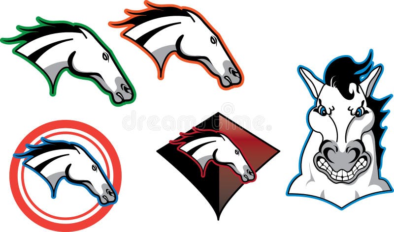 Determined horse head color logo for sports or companies. Determined horse head color logo for sports or companies