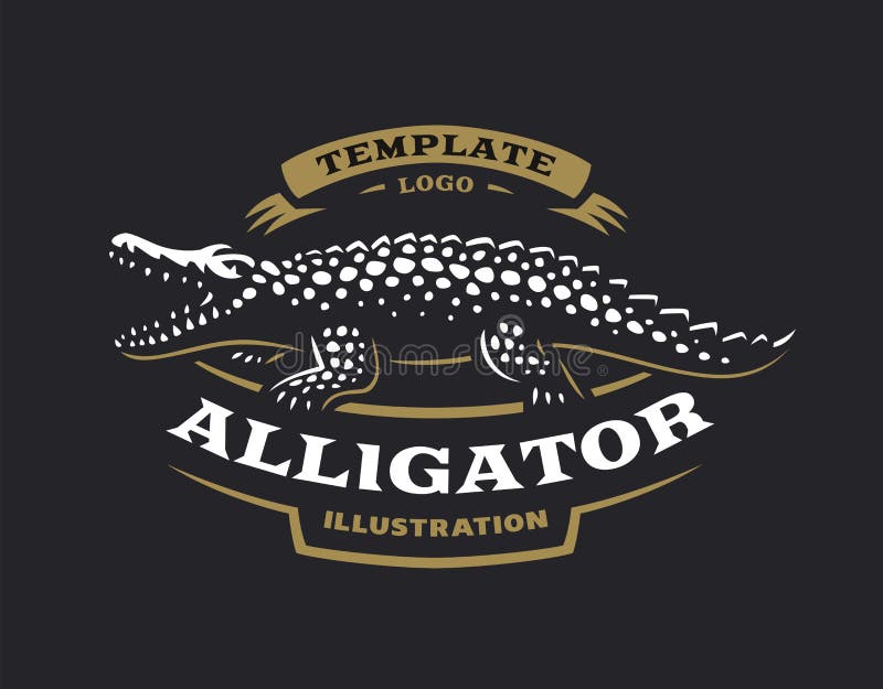 Logo del coccodrillo - illustrazione di vettore Progettazione dell'emblema dell'alligatore
