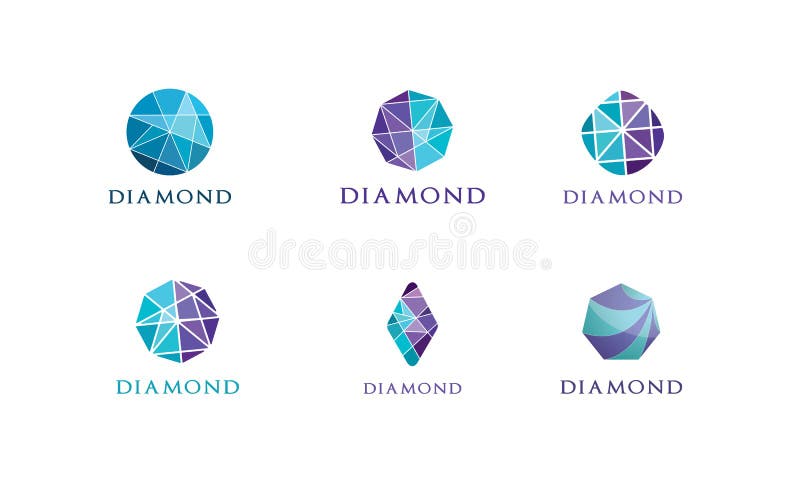 Logo del diamante, schiacciante modello astratto Logotype variopinto della pietra preziosa royalty illustrazione gratis Logo del diamante, schiacciante modello astratto Logotype variopinto della pietra preziosa royalty illustrazione gratis