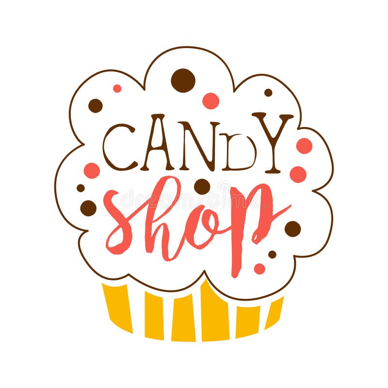 Logo del negozio di Candy Emblema dolce del forno Etichetta disegnata a mano variopinta royalty illustrazione gratis Logo del negozio di Candy Emblema dolce del forno Etichetta disegnata a mano variopinta royalty illustrazione gratis