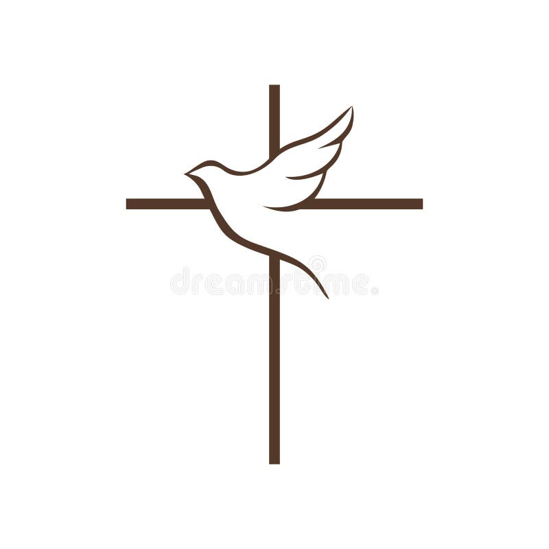 Logo della chiesa L'incrocio di Jesus Christ e della colomba di volo è un simbolo dello Spirito Santo